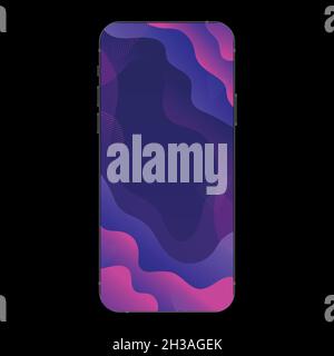 Modello realistico per smartphone con sfondo blu e rosa sfumato. Modello mobile vettoriale. Illustrazione vettoriale Illustrazione Vettoriale