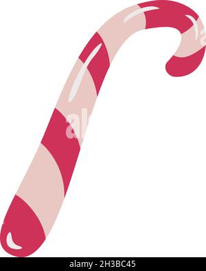 Illustrazione vettoriale di canna di caramella. Caramelle intrecciate isolate su sfondo bianco. Illustrazione Vettoriale