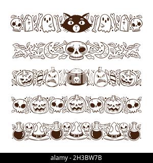 illustrazione vettoriale della collezione di halloween border Illustrazione Vettoriale