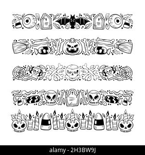 halloween border collection concept design vettoriale illustrazione Illustrazione Vettoriale