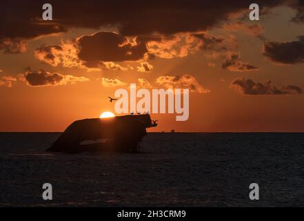 SS Atlantus nave in cemento relitto al largo di Sunset Beach a Cape May New Jersey Foto Stock