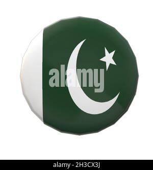 Cappuccio del pulsante del badge con bandiera pakistana Illustrazione Vettoriale