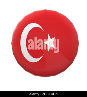 Cappuccio del pulsante con badge con bandiera in Turchia Illustrazione Vettoriale