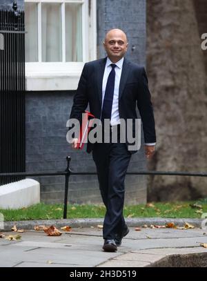 Londra, Regno Unito. 27 ottobre 2021. Sajid Javid (Segretario della Salute) arriva per gabinetto al numero 10 Downing Street questa mattina, il Budget Day, Downing Street, Westminster, Londra, Ottobre 27, 2021. Credit: Paul Marriott/Alamy Live News Foto Stock