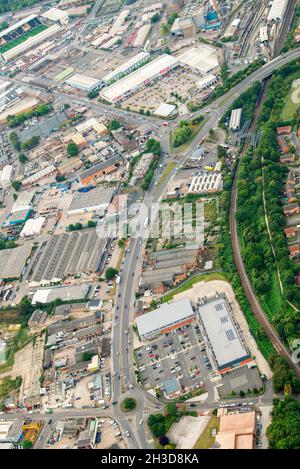 Immagine aerea di Cowlick Loop Road a Nottingham, Nottinghamshire Inghilterra UK Foto Stock