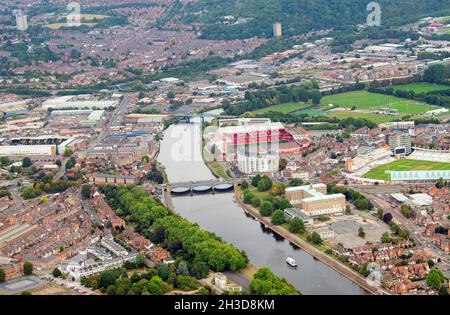 Immagine aerea di Trent Bridge, Nottingham Nottinghamshire Inghilterra UK Foto Stock