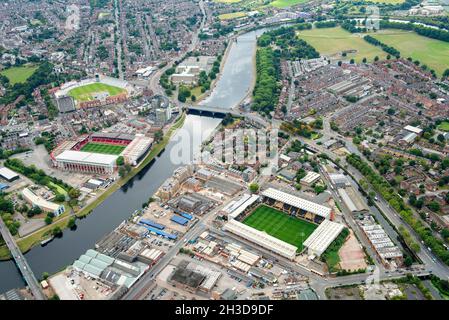 Immagine aerea di Trent Bridge, Nottingham Nottinghamshire Inghilterra UK Foto Stock