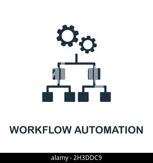 Icona automazione flusso di lavoro. Firma monocromatica della raccolta di gestione della produzione. Illustrazione dell'icona Creative Workflow Automation per la progettazione Web Illustrazione Vettoriale