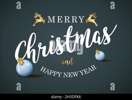 Buon natale e buon nuovo biglietto ideale per biglietto di auguri o elegante festa di invito. Illustrazione Vettoriale