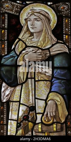 Vetrata di Percy Bacon & Brothers raffigurante Hope, St Andrew's Church, Denton, Lincolnshire Foto Stock