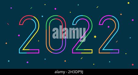 2022 felice anno nuovo con fuochi d'artificio Illustrazione Vettoriale