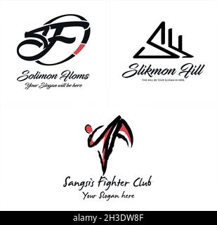 Wordmark iniziale lettera piatta linea pennello persone logo design Illustrazione Vettoriale