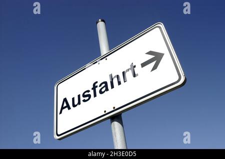 Segnale 'Ausfahrt' (uscita), Germania Foto Stock