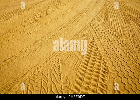 Cingoli pneumatici su terreno sabbioso, Australia Foto Stock
