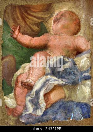 Il Bambino Gesu nelle braccia della Vergine - Gesù Bambino fra le braccia della Vergine di Domenico Piola (1627-1703) fresco Italia, Foto Stock