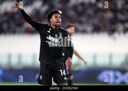 Weston McKennie della Juventus FC gesticola durante la serie A match tra la Juventus FC e noi Sassuolo. Foto Stock