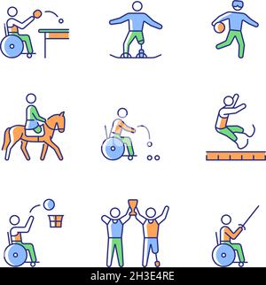 Set di icone a colori RGB per il campionato sportivo Illustrazione Vettoriale