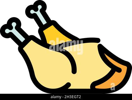 Carne di pollo icona. Contorno di carne di pollo vettore icona colore piatto isolato Illustrazione Vettoriale