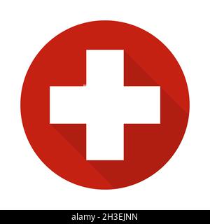 Icona di primo soccorso con ombra Illustrazione Vettoriale