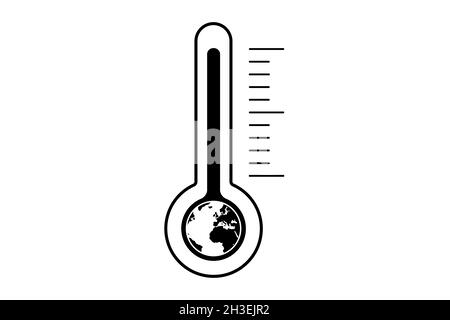 Riscaldamento globale. Messa a terra nel termometro Illustrazione Vettoriale