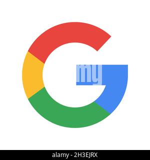 Icona del logo Google isolata su sfondo bianco. Illustrazione editoriale vettoriale. Vinnisia, Ucraina - 27 gennaio 2021 Illustrazione Vettoriale