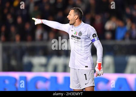 Empoli, Italia. 27 ottobre 2021. Samir Hananovic (Inter) durante Empoli FC vs Inter - FC Internazionale, Campionato Italiano di Calcio A a Empoli, Italia, Ottobre 27 2021 Credit: Agenzia indipendente di Foto/Alamy Live News Foto Stock