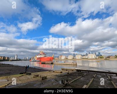 RRS Sir David Attenborough - British Antartic Polar Research Vessel, Greenwich, Londra, UK, 28 ottobre 2021, Foto di Richard Goldschmidt Foto Stock