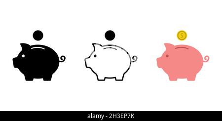 Icona Piggy Bank. Concetto aziendale Illustrazione Vettoriale