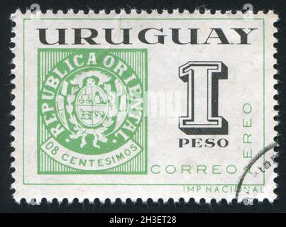 URUGUAY - CIRCA 1965: Francobollo stampato dall'Uruguay, mostra Denominazione del 1864 numero, circa 1965 Foto Stock