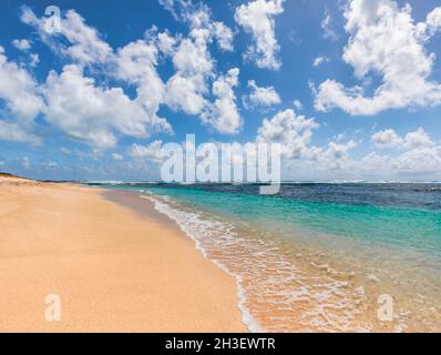 Spiaggia accanto alla Maison d’été hotel, costa orientale, vicino a Roches Noires, Mauritius, Isole Mascarene. Foto Stock