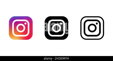 Icona del logo Instagram isolata su sfondo bianco. Immagine editoriale. Vinnitsia, Ucraina. Fabruary 01, 2021. Illustrazione Vettoriale