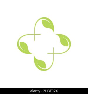 Farmacia medico sanitario più logo e simboli. Illustrazione Vettoriale