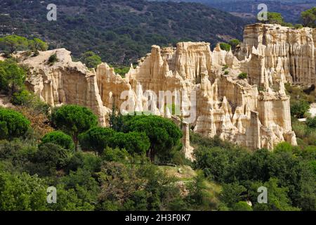 Formazione geologica di forma d'organo di Ille sur Tet nel sud della Francia Foto Stock