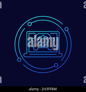 diagnostica del veicolo, icona vettore linea di manutenzione automatica Illustrazione Vettoriale