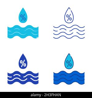 Icona di umidità relativa impostata in stile piatto e lineare. Illustrazione vettoriale. Illustrazione Vettoriale