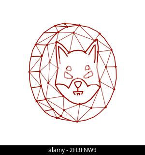 Moneta Shiba inu isolata su sfondo bianco Illustrazione Vettoriale