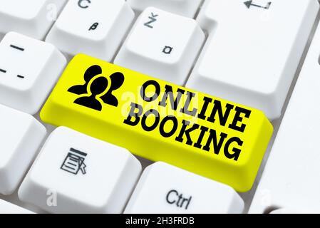 Testo della scrittura prenotazione online. Word for Reservation tramite internet Hotel accommodation biglietto aereo typewriting End User License Agreement, typing Foto Stock
