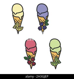 Set gelato alla frutta - illustrazione vettoriale Illustrazione Vettoriale