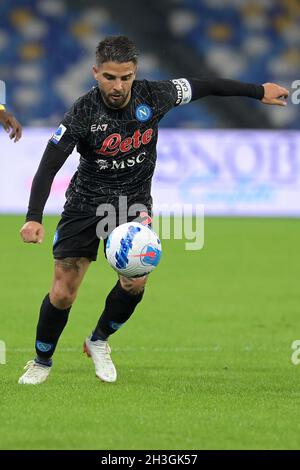 Napels, Italia. 28 ottobre 2021. NAPELS, ITALY - OCTOBER 28: Lorenzo Insigne della SSC Napoli durante la Serie A match tra la SSC Napoli e il Bologna FC allo Stadio Diego Armando Maradona il 28 ottobre 2021 a Napels, Italy (Photo by Ciro Santangelo/Orange Pictures) Credit: Orange Pics BV/Alamy Live News Foto Stock