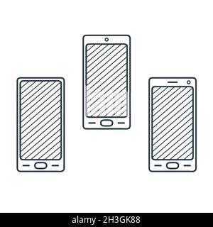 Set di smartphone outline - illustrazione vettoriale Illustrazione Vettoriale