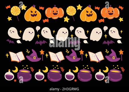 halloween border collection concept design vettoriale illustrazione Illustrazione Vettoriale