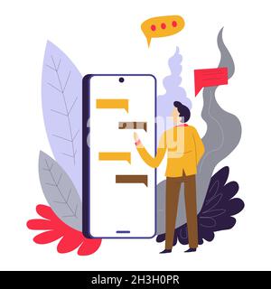 Messaggistica online SMS di corrispondenza commerciale con smartphone in Messenger Illustrazione Vettoriale