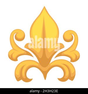 Oro Barocco decor floristico elemento oro isolato oggetto Illustrazione Vettoriale