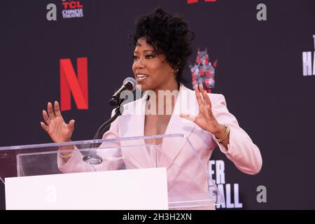 28 ottobre 2021 - Los Angeles, California - Regina King. Cerimonia a mano e a piè di pagina Regina King. (Credit Image: © Billy Bennight/AdMedia via ZUMA Press Wire) Foto Stock