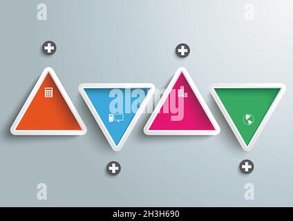 Quattro triangoli colorati PiAd infografica Foto Stock