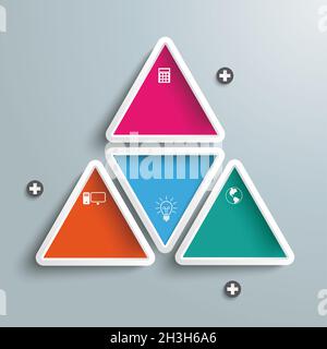 Grande triangolo con quattro triangoli colorati Infografica Foto Stock