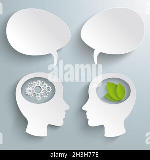 Due teste Speech Bubble Gears Eco PiAd Foto Stock