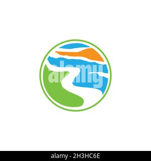 Disegno astratto del paesaggio per il disegno dell'elemento su sfondo bianco. Illustrazione vettoriale EPS.8 EPS.10 Illustrazione Vettoriale