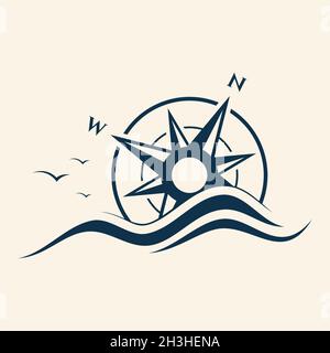 Bussola astratta per la progettazione di elementi. Modello semplice e piatto. Illustrazione vettoriale EPS.8 EPS.10 Illustrazione Vettoriale