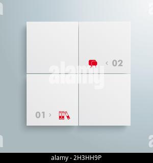 Sito web Template White 4 Big Squares 4 Opzioni PiAd Foto Stock